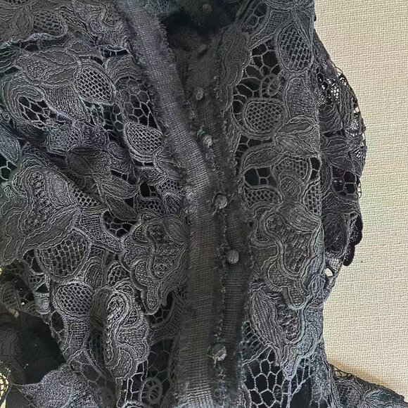 Classic Alexis Camila Floral Lace Midi Dress S/M Black Lace Event Cocktail - Picture 8 of 9